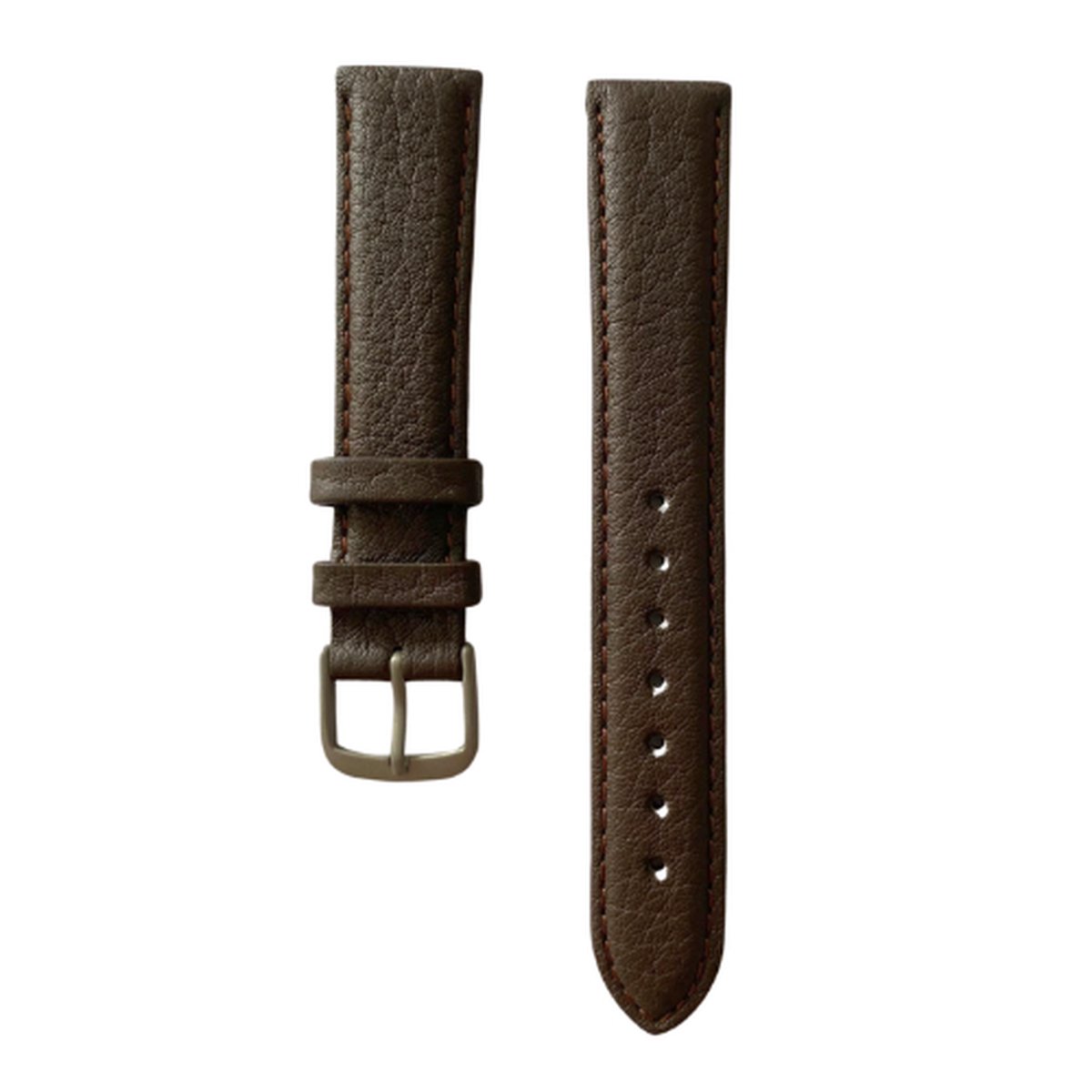 Leren horlogebandje - zilveren buckle - echt leer - Warm brown