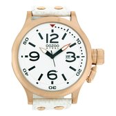 OOZOO Timepieces - Rosé goudkleurige horloge met witte leren band - OS207