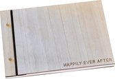 Houten 'Happily Ever After' Huwelijksgastenboek - Rustiek en Romantisch - 32 blanco pagina's