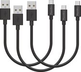 3x USB C naar USB A Kabel Zwart - 0,2 meter - Oplaadkabel voor Realme Narzo 20 / Narzo 30 5G / Narzo 30A