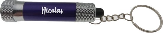 Lampe de poche | Porte-clés | Avec nom | Violet | Nicolas
