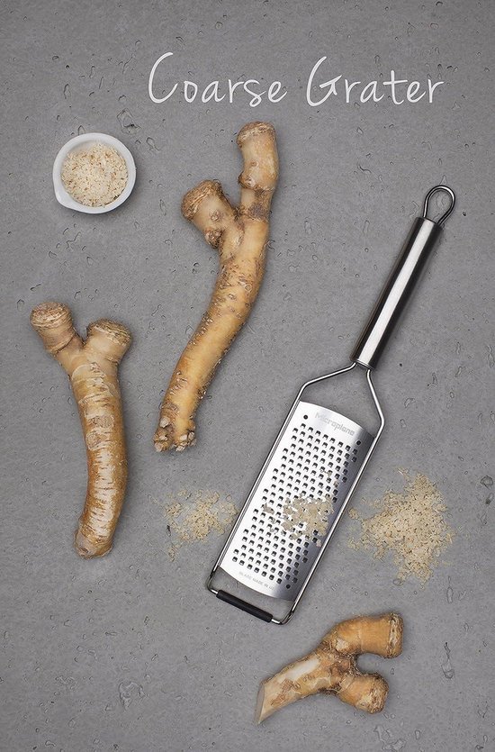 Microplane Keukenrasp grof voor kaas, wortel, gember, kokos, noten en mierikswortel uit de Master Serie in walnotenhout/roestvrij staal
