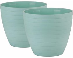 Bloempotten voor buiten kunststof 25 cm 2 stuks groot - planten - terras balkon - tuinieren - bloemen en bomen