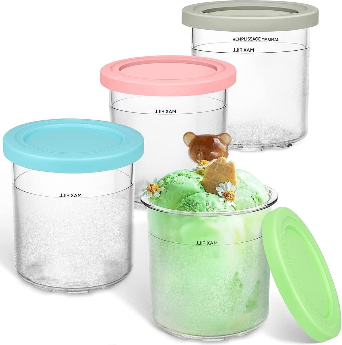 Ninja Creami Lot De 4 Récipients À Glace 680 Ml Pour Pintes Et