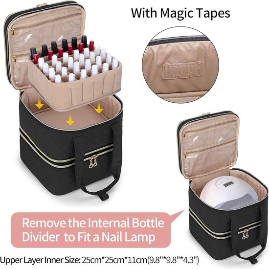Bafaso Dubbellaagse nagellak organizer voor 70 flesjes van 15 ml en een