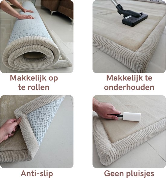 VenTur Speelmat - 200 x 150cm - 3cm Extra Dik en Zacht - Beige - Veilig voor Kinderen - Modern Duurzaam Design - Grote Babymat - Extra Dikke Antislip Baby Speelkleed - Kindermat - Speeltapijt - Speel mat - Opvouwbaar - Anti-slip - Geheugenschuim van VenTur — afbeelding 4