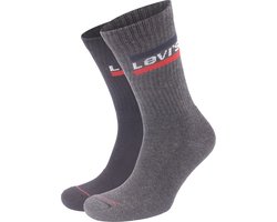 Levi's 2-Pack Sportswear Sokken Zwart Antraciet - Maat 43-46 - Heren - Halfhoge sokken