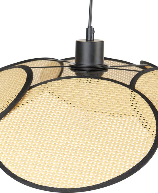 MEROO - Lampe à suspension - Zwart/ Naturel - Rotin