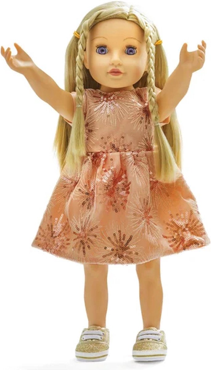 Heless poppenjurk glitterjurk rosegoud 28-35 cm poppen kleding. — afbeelding 4
