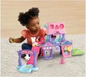 Roze en paarse VTech Minnie's IJssalon speelset met jonge meisje.