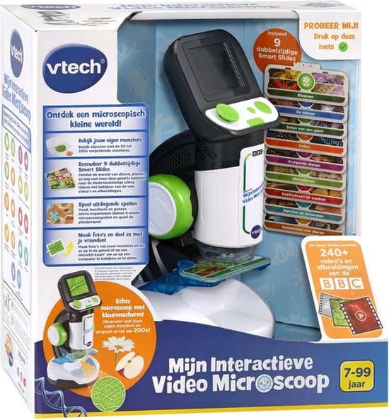 VTech Mijn Interactieve Video Microscoop voor Kinderen - Educatief & Interactief Speelgoed - Maak Kennis met de Microscopisch Kleine Wereld - Cadeau - Vanaf 7 Jaar