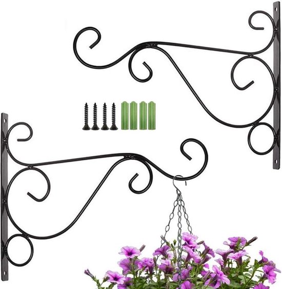 THATSRAD 2 haken om aan de muur te hangen, houder voor planten en tuinmanden, wandhaken voor lantaarns, klokken en vogelvoederhuisjes