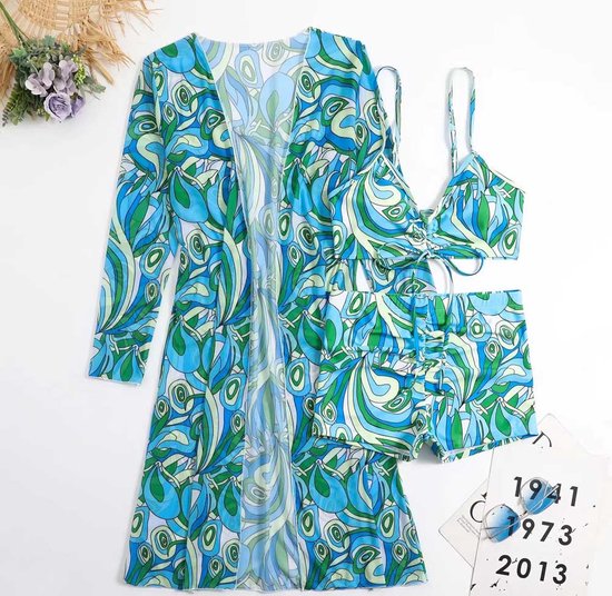 Ensemble tankini Premium Beach 3 pièces - Bikini - Bas - Maillot de bain - Robe cache-plage - Été - Sexy