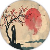 Koppel wandcirkel - Mensen wandbord - Muurdecoratie rond Boom - Wanddecoratie modern - Muurcirkel - Woonkamer decoratie muurcirkel forex 100x100 cm