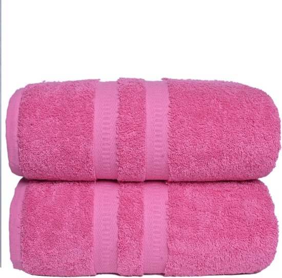 FB 2x Extra Grote Super Jumbo Badlakens (100 x 200 cm-600 GSM) Luxe 100% Egyptische Gekamde Katoenen Handdoek Super Zachte Premium Hotelkwaliteit Sneldrogende Badkamer Handdoeken Set (Roze