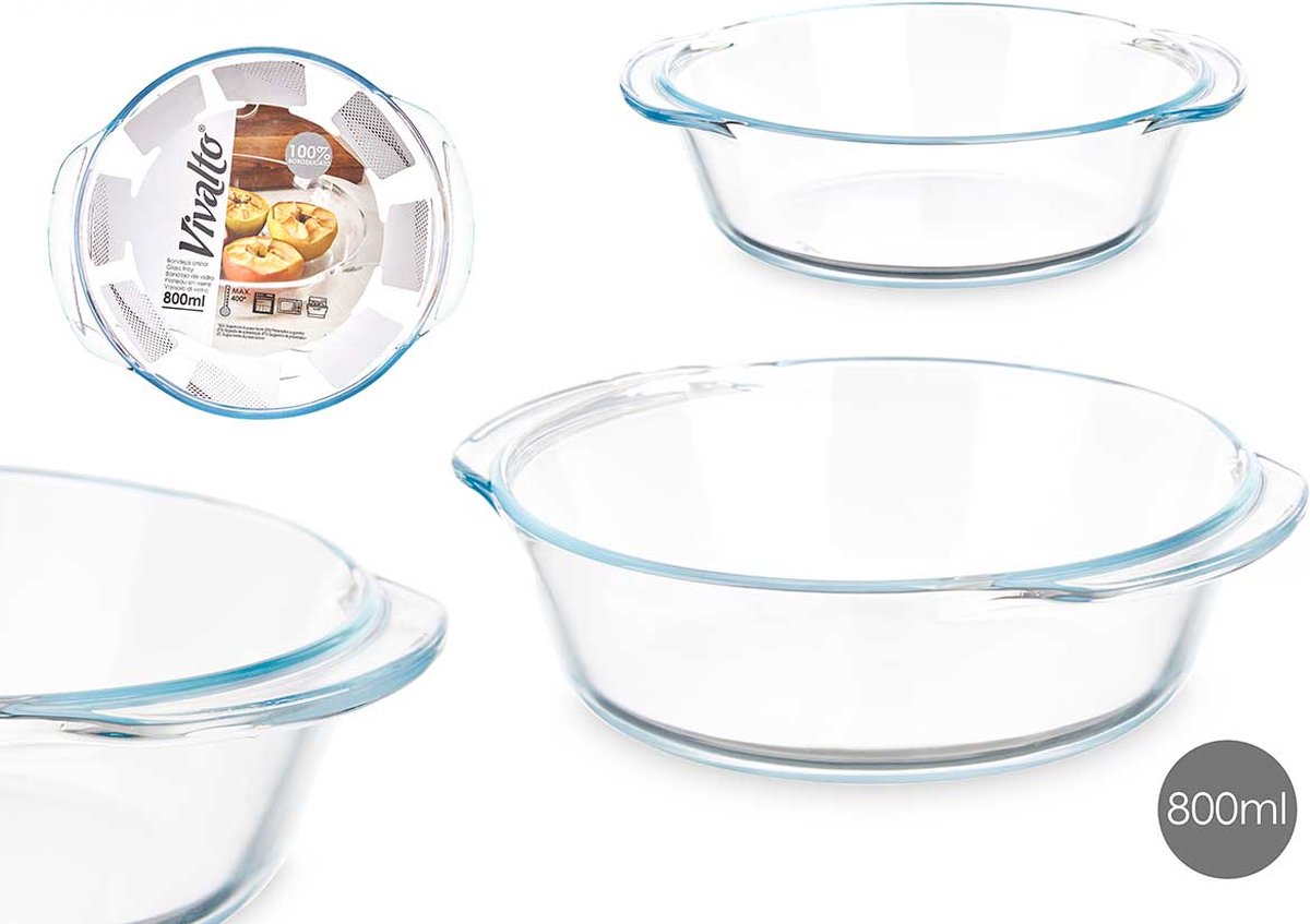 Set De 6 Plats à Four Ronds En Verre Trempé, 1 L + 1,5 L + 1,8 L Plat à