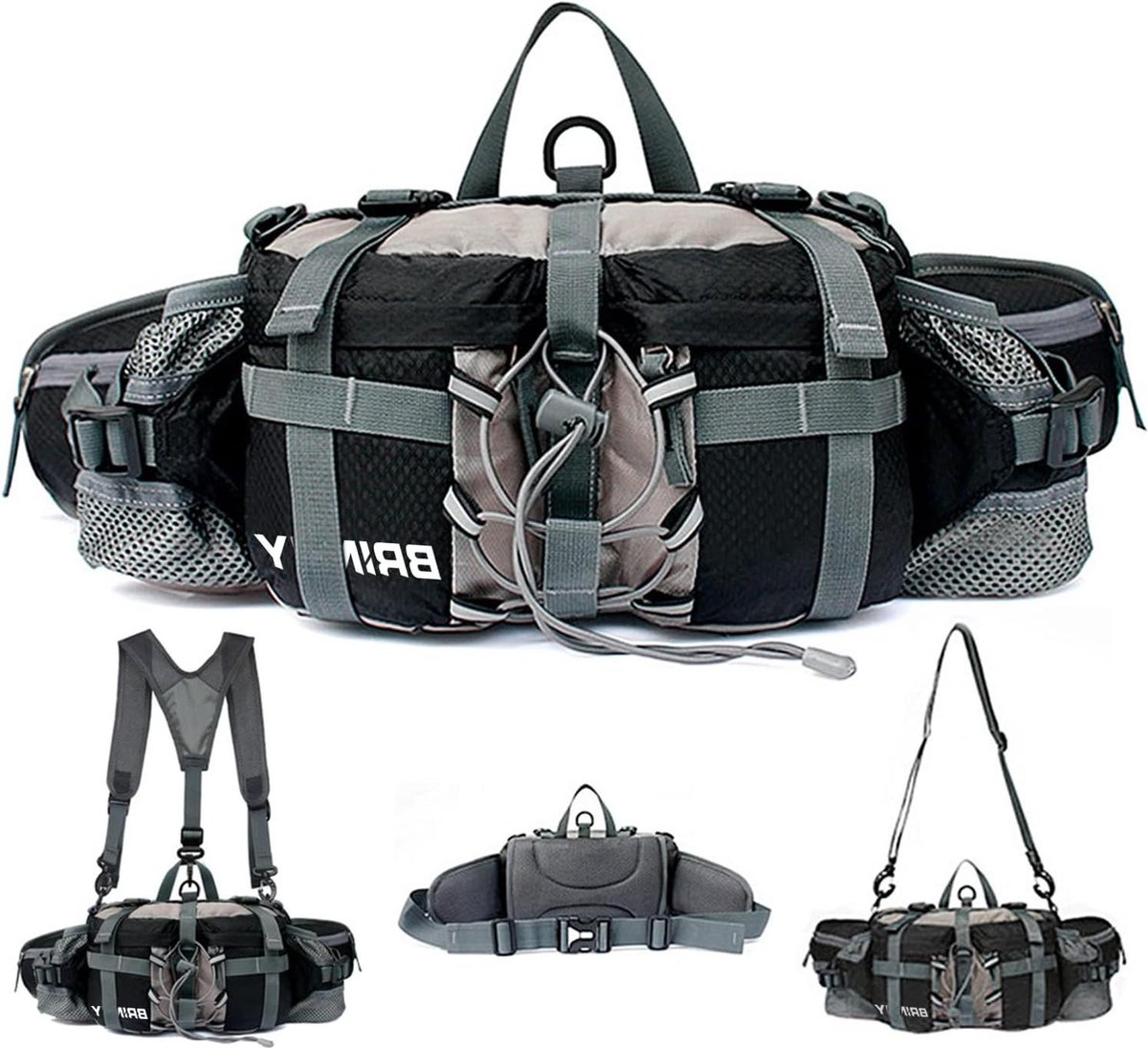 Multifunctionele tactische heuptas 2 flessenhouders rugzak tailletas outdooractiviteiten trekking wandelen cyclisme camping klimmen jacht