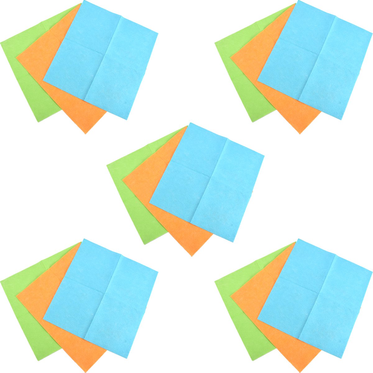 Goedkoopste Viscose Schoonmaakspons – 40x36cm Reinigingsdoeken | 15 stuks - Multicolor Blauw, Oranje & Groen | Vaatdoekjes voor Huishouden en Klussen | Antibacterieel Schoonmaakdoeken