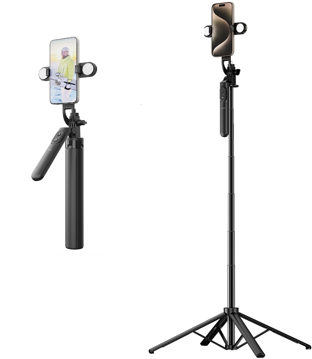 WiWu Tripod en Selfiestick met Verlichting - Wi-SE012