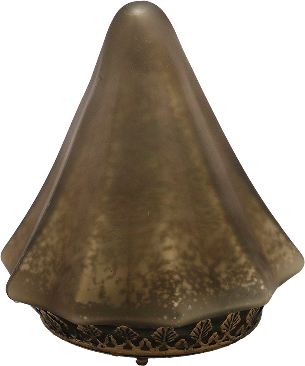 Kerstdecoratie met LED-verlichting Kerstboom Ø 14x16 cm Bruin Glas