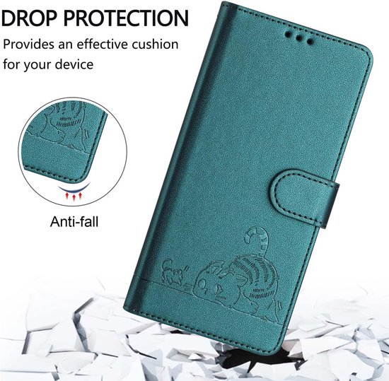 Convient pour Oppo Reno 12 Pro 5G - Étui portefeuille en cuir magnétique - Porte-cartes - Book Case - Vert foncé