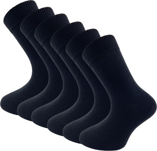 6 paar Kindersokken - Katoen - Jongens & Meisjes - SQOTTON® - Zwart - Maat 31-34