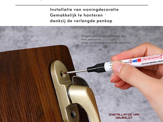 6pcs Diepgatmarker Carpenters Pen, 30 mm Extra Lange Fijne Punt Permanente Markeerstiften, UNOLIGA Boorgatmarkeringstool voor Permanente Markering Moeilijk te Bereiken Gebieden (Blauw Rood