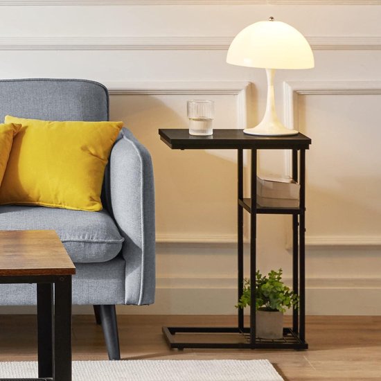 Table d'appoint table basse en forme de C élégante petite table basse design industriel lot de 2 table de canapé - 40 x 26 x 615 cm - salon chambre - noir HST004B-2 - mobilier moderne