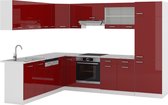 Vicco Cuisine d'angle R- Line, Bordeaux brillant/blanc/ Wit, 227 x 60 cm sans plan de travail