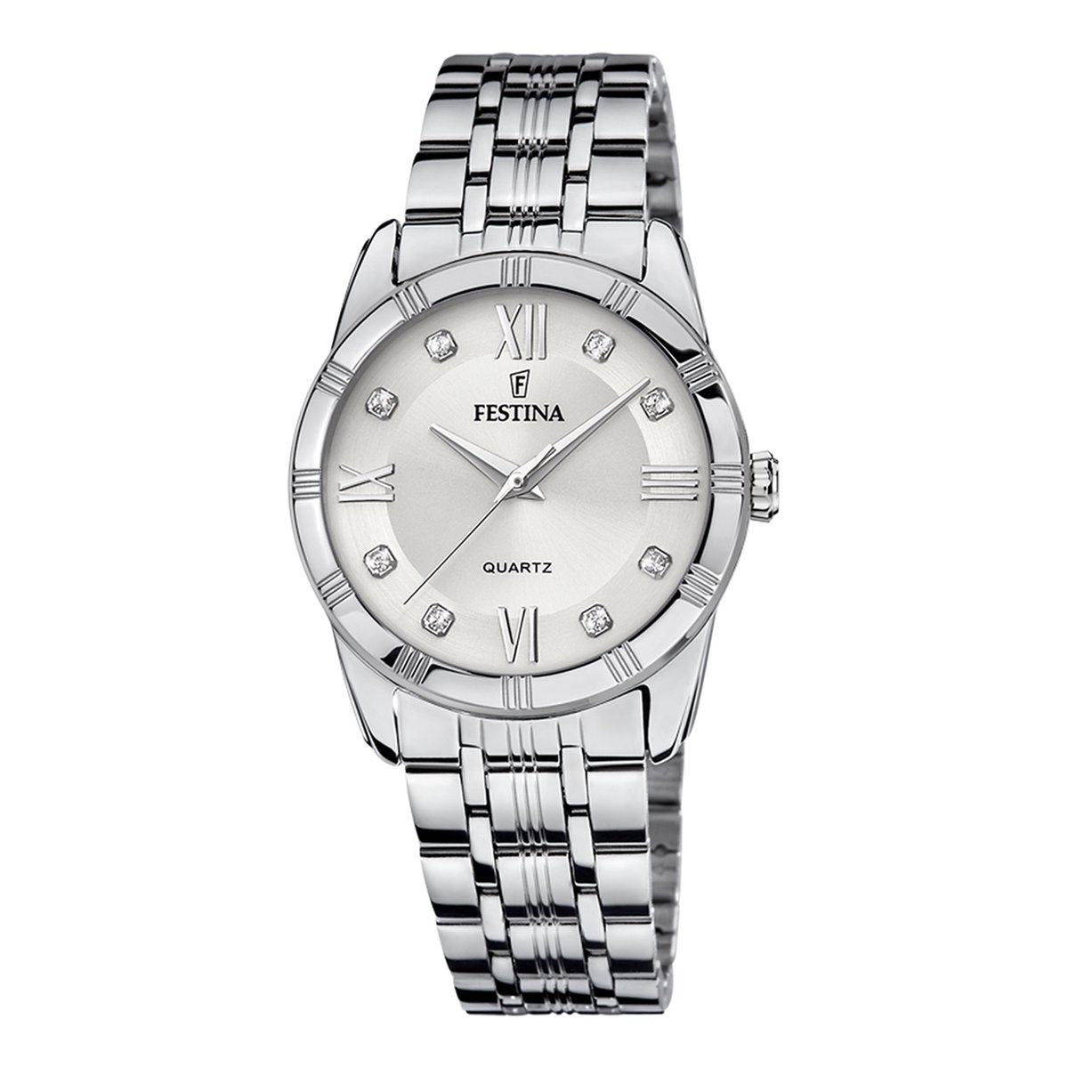 Festina F16940-A Dames Horloge - Mineraalglas - Roestvrijstaal-Staal - Zilverkleurig - Ø 32 mm - Quartz - Vouw-Vlindersluiting - 5 ATM (douchen)