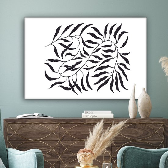 Peinture sur toile 150x100 cm - Décoration murale Feuilles - Plantes - Bohème - Wit - Abstrait - Décoration murale salon - Décoration chambre moderne - Tableaux abstraits