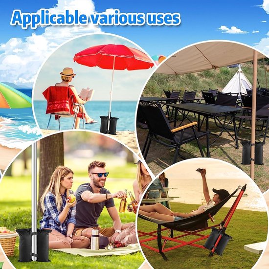 Tectake® Paviljoengewichten Set Van 4 Basisgewichten Voor Tuintent Partytent Pop Up Tent Parasol En Trampoline Zandzakken Vulbaar Met Zand Of Grind Inclusief Draagband 566365357