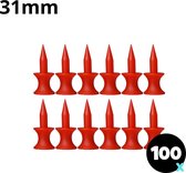 Golf tees - 100 stuks - 31mm - Duurzaam kunststof - Red - Golf accesoires - Golfset - Golftee