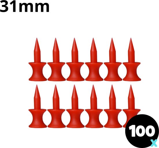 Tees de Golf - 100 pièces - 31 mm - Plastique durable - Rouge - Accessoires de Golf - Ensemble de golf - Tee de golf