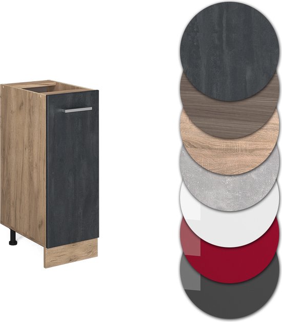 Vicco Armoire à pharmacie R- Line, Béton Zwart /Chêne doré puissant, 30 cm WB Anthracite