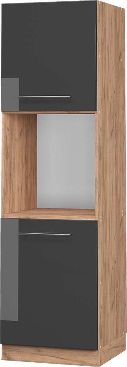 Vicco Fame-Line Ovenombouwkast – 60 cm open Antraciet Hoogglans Antraciet Hoogglans/Goudkleurig Eiken