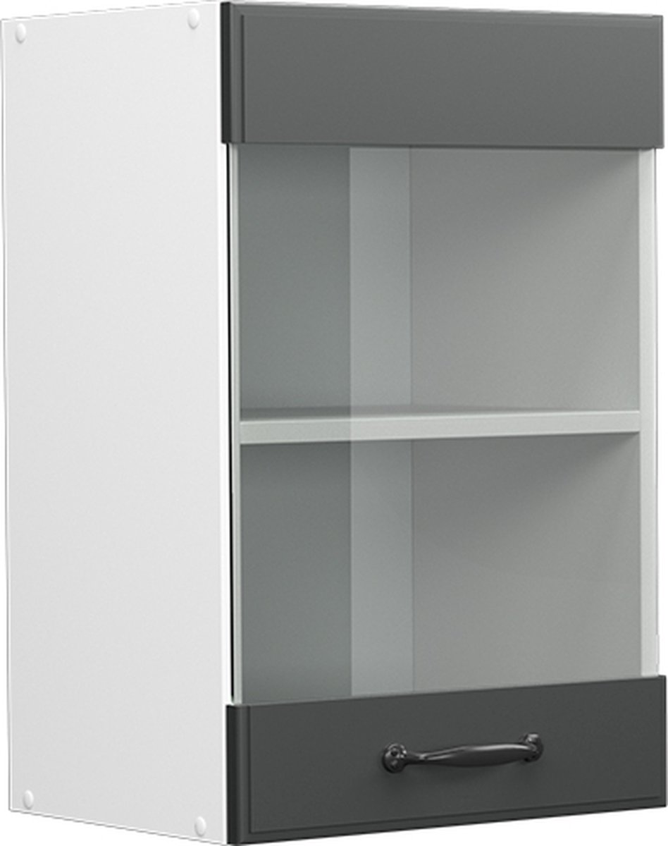 Vicco R-Line Glazen keukenkast – 40 cm Antraciet landhuis Antraciet landelijk/Wit