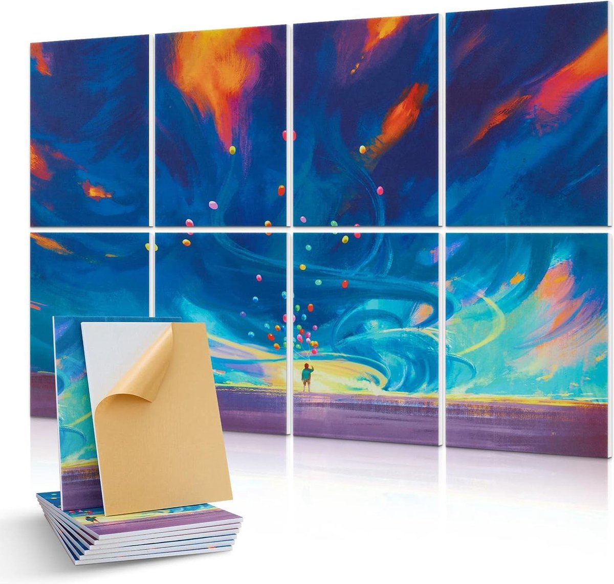 Akoestische panelen zelfklevend 120 x 80 cm - 8 stuks geluidsisolatie - decoratief akoestisch schuim voor wanddecoratie - opnamestudio woonkamer slaapkamer
