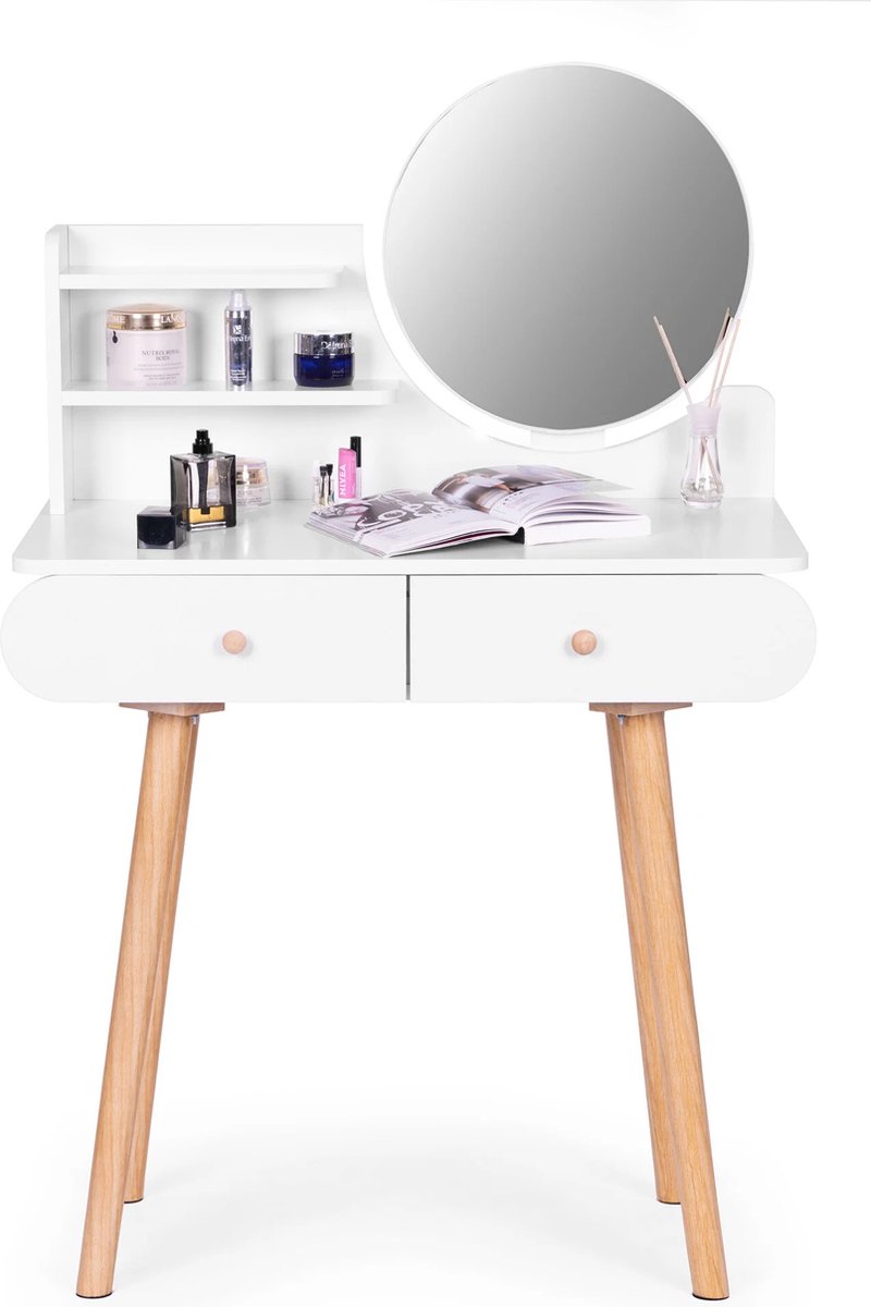 Viking Choice Kaptafel - met spiegel - 80x40x122 cm - wit