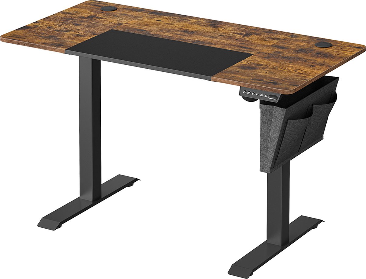 Elektrisch Zit Sta Bureau – In Hoogte Verstelbare Tafel – Met Geheugenstand – Werkbureau – Met Opslag Vakken – Vintage Bruin