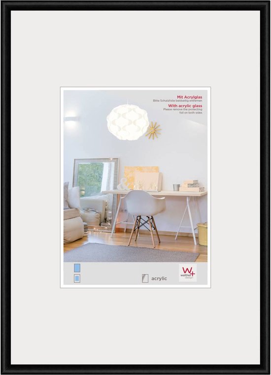 Walther New Lifestyle - Kunststof lijst - Fotoformaat 40x60 cm - Kunstglas - Zwart