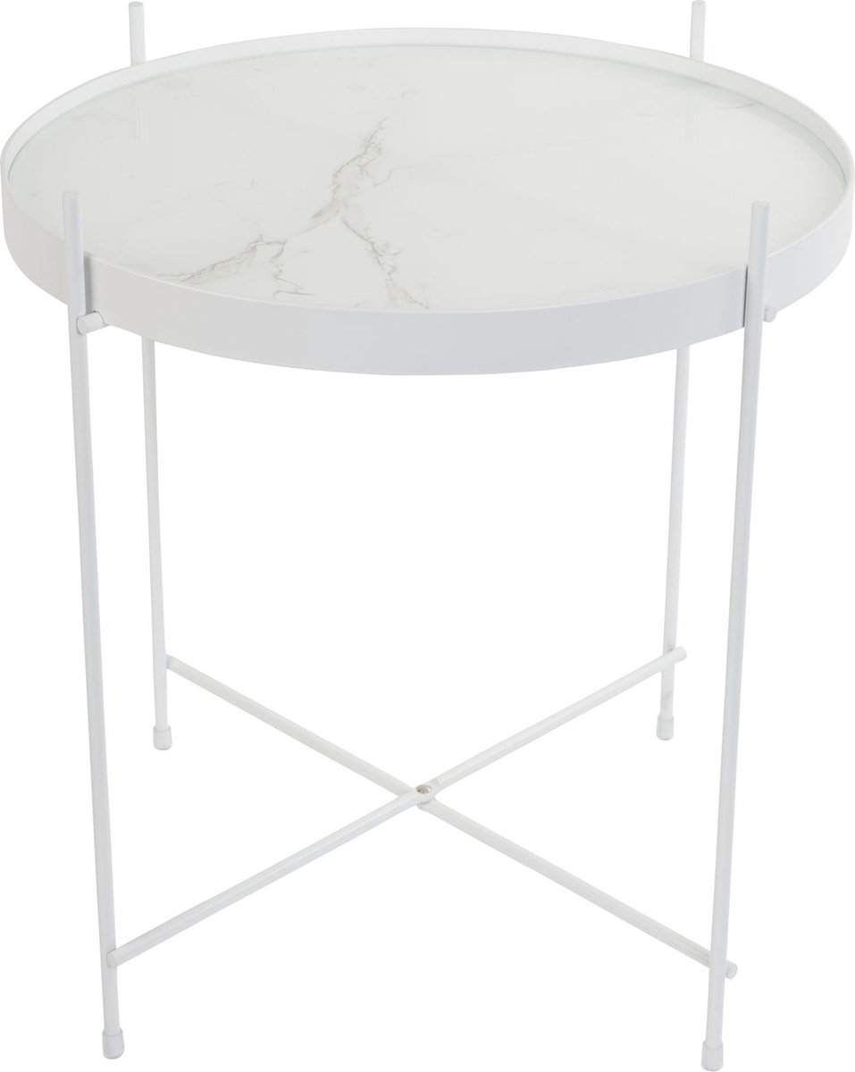 Zuiver Cupid Bijzettafel Rond 43 cm Glas/ Marmer Wit