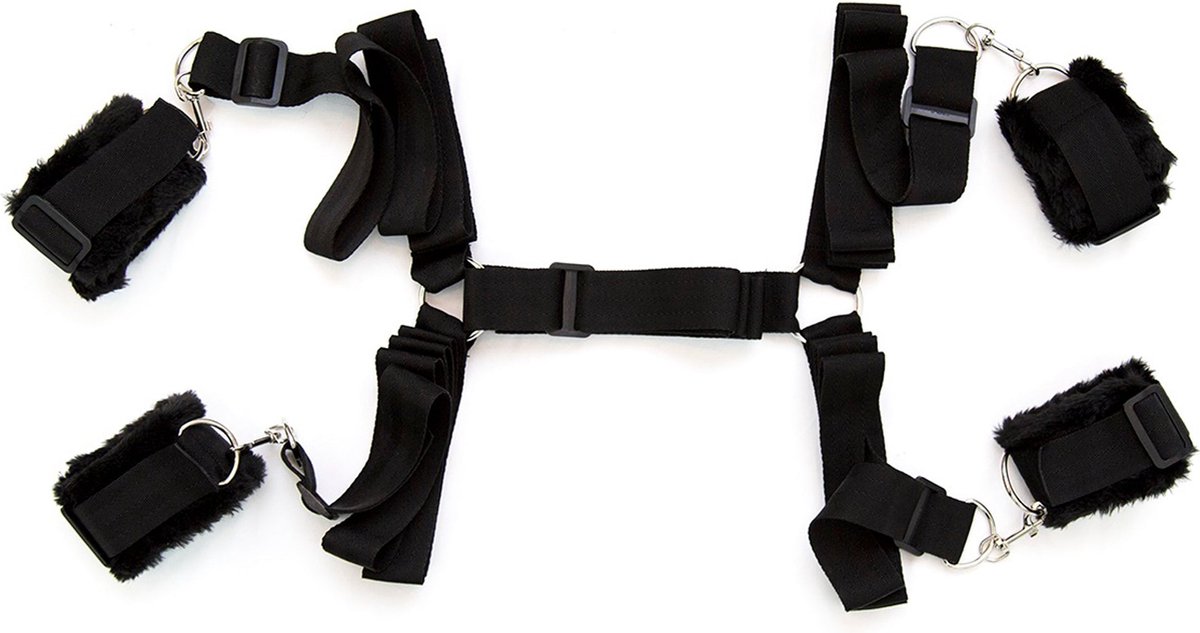 Goedkoopste Fixxx - Bed Boeien en Hogtie Bondageriemen Set - Zwart