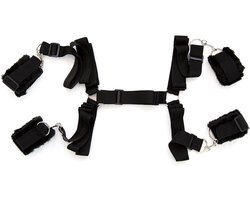 Fixxx - Bed Boeien en Hogtie Bondageriemen Set - Zwart