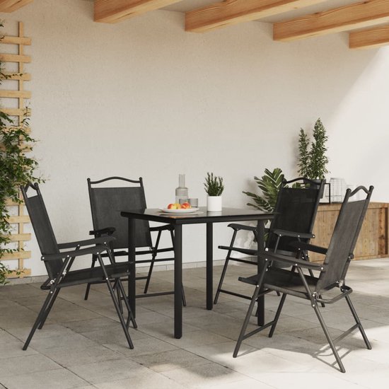 Lot De 4 Chaises De Jardin En Aluminium Coulé - Noir - 61x60x93 Cm - Résistantes Aux Intempéries - Pour Terrasse