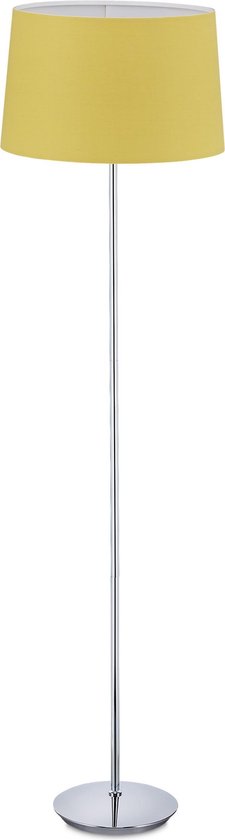 Relaxdays staande lamp woonkamer - vloerlamp met lampenkap - E27 fitting - 148.5 cm hoog - geel