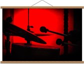 Schoolplaat – Drumstel met Rood Licht - 90x60cm Foto op Textielposter (Wanddecoratie op Schoolplaat)