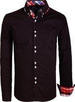 Overhemd Dubbele Kraag Zwart Carisma shirt H-110 - XXL