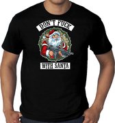 Grote maten fout Kerstshirt / Kerst t-shirt Dont fuck with Santa zwart voor heren - Kerstkleding / Christmas outfit 4XL