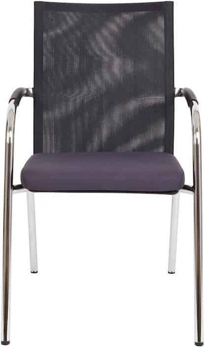 ABC Kantoormeubelen Vergaderstoel F260 4-poots frame met zwarte rug mesh en beige zitting